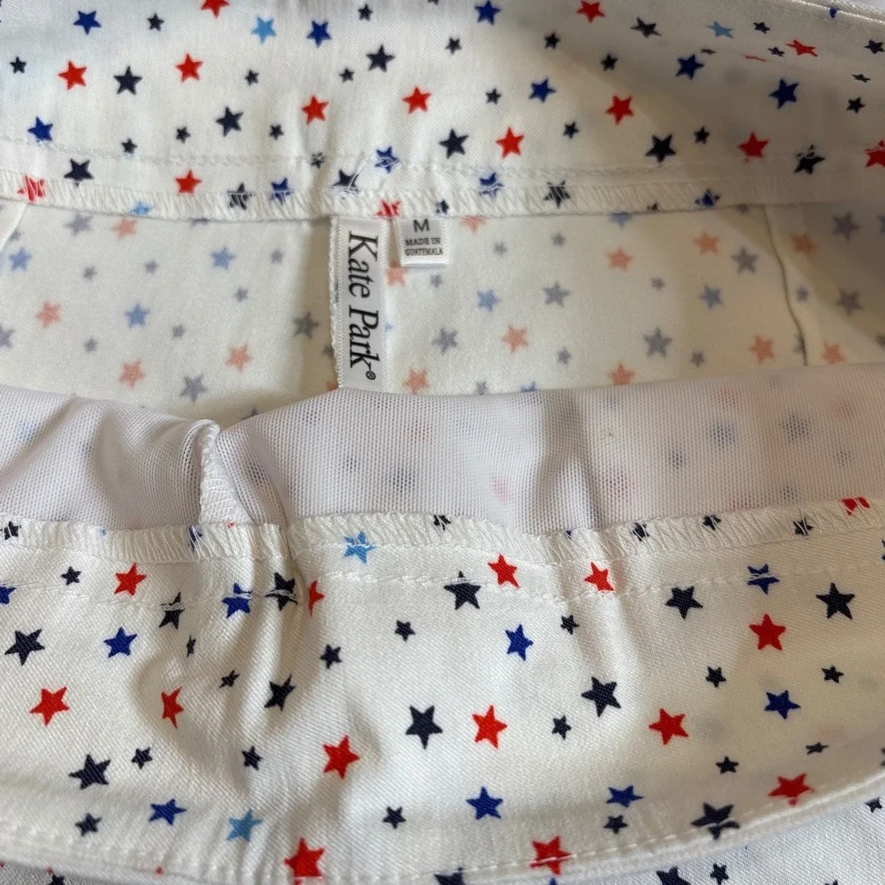 Kate Park Womens Star Print Shorts Red White Blue Patriotic Americana Size M NEW - Picture 3 of 6